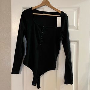 Abercrombie long sleeve bodysuit with hook and eye detail in front
